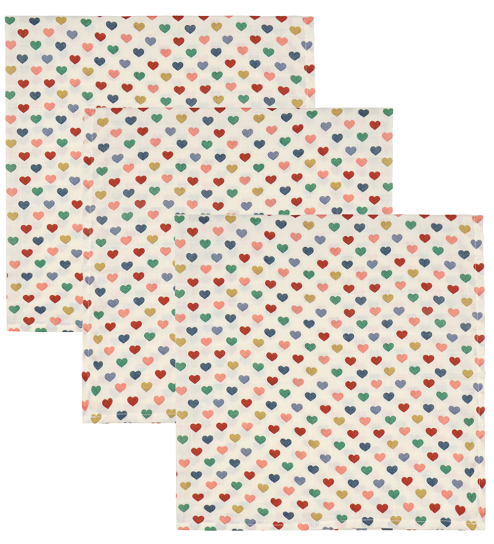 Konges Sløjd Muslin Cloths - 3-Pack - Colored Heart
