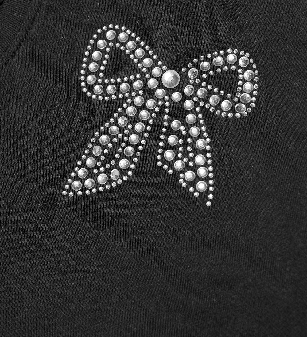 Kids Only T-Shirt - KogAntonia - Zwart/Strass Bow
