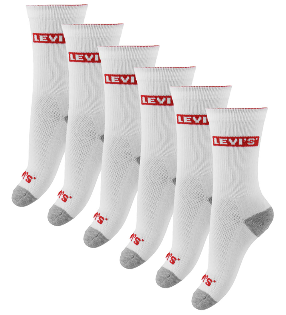 Levis Socks - 6-Pack - White w. Grey/Red