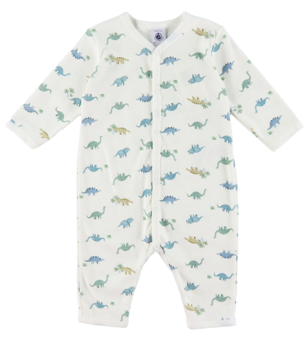 Petit Bateau Schlafanzug - Marshmallow/Blau m. Dinos