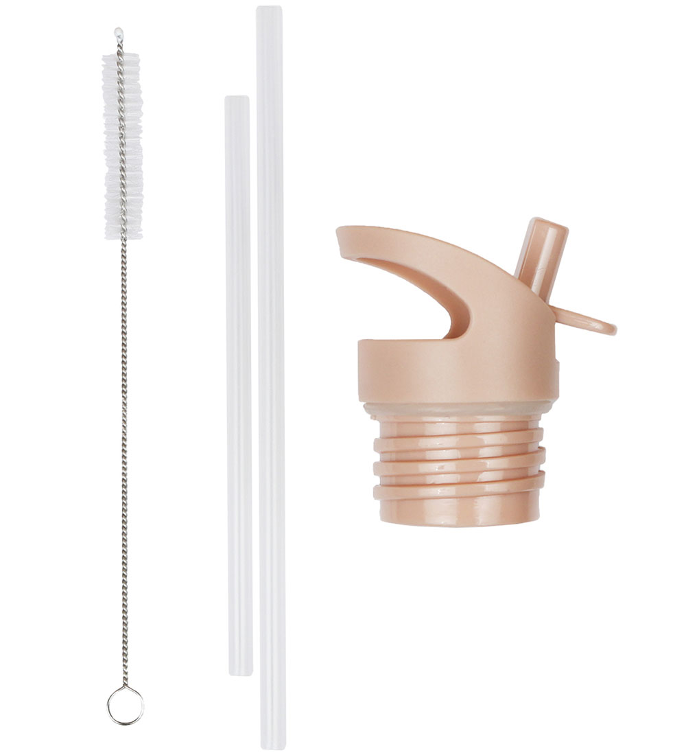 A Little Lovely Company Water Bottle Set - Lid/Straws/Brush - Ra