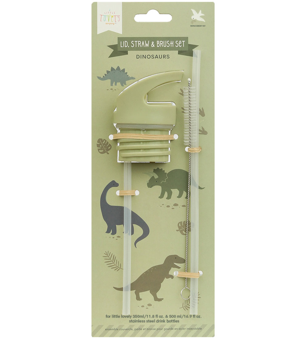 A Little Lovely Company Water Bottle Set - Lid/Straws/Brush - Yo