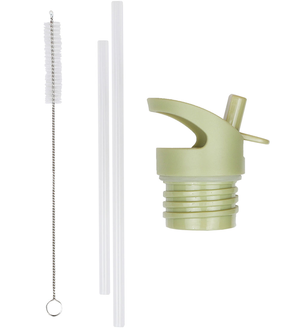 A Little Lovely Company Water Bottle Set - Lid/Straws/Brush - Yo