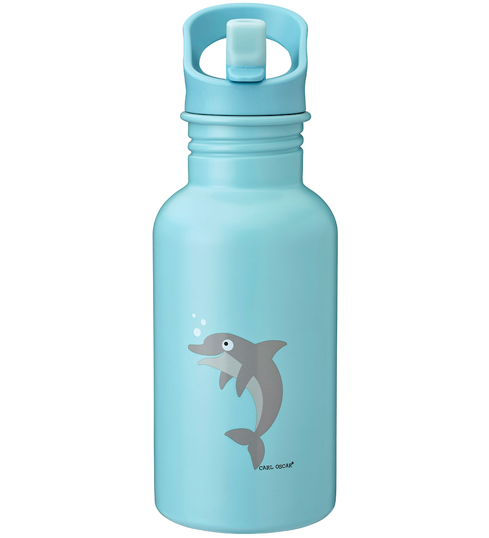 Carl Oscar Drickflaska - Steelish - 500 ml - Blå m. Delfin