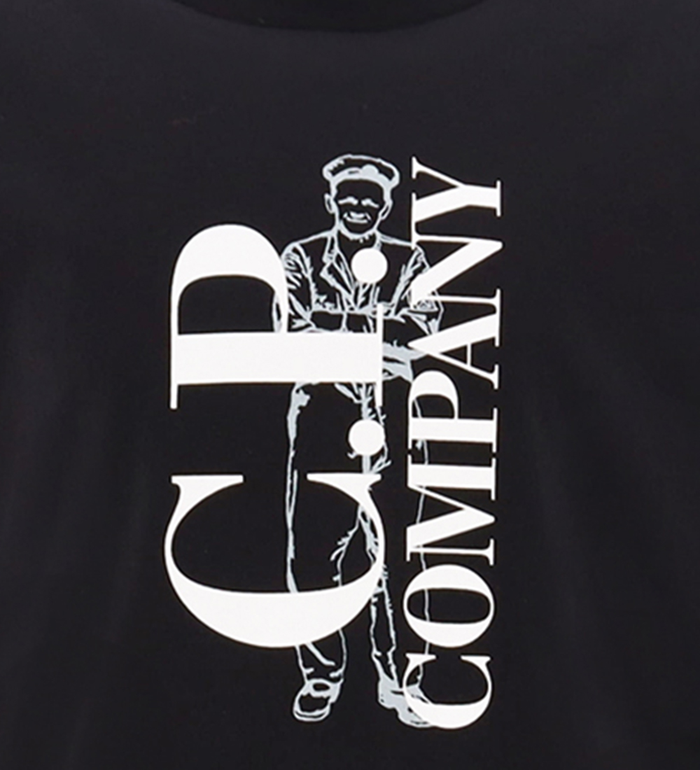 C.P. Company T-Shirt - Zwart m. Wit/Dusty Groen