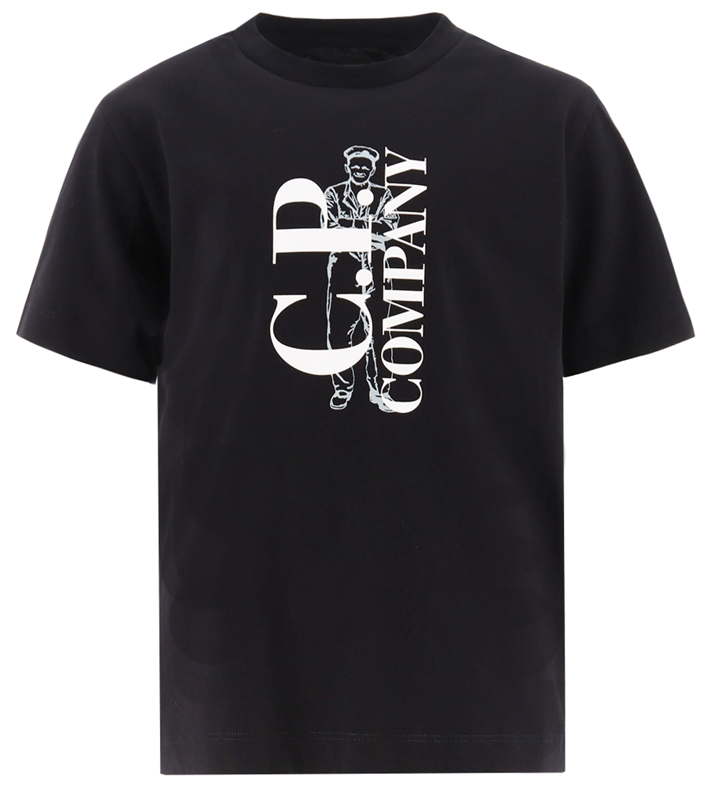 C.P. Company T-Shirt - Zwart m. Wit/Dusty Groen