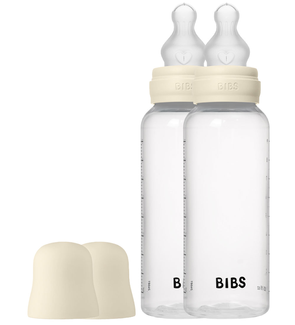 BIBS Feeding Bottle - 2-Pack - 270 mL - PP/Silicone - Ivory