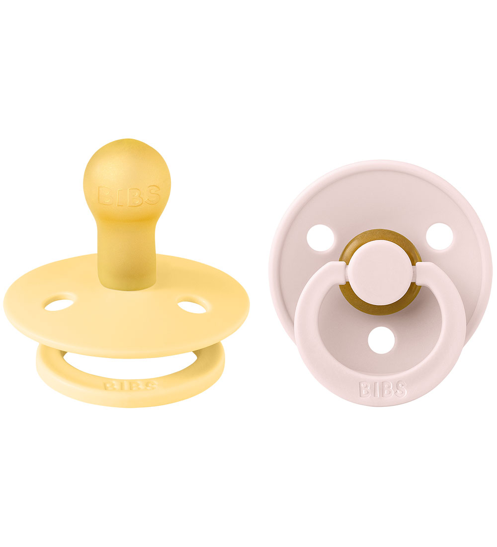 BIBS Colour Pacifiers - Size 1 - 2-Pack - Round - Pale Butter/Pe