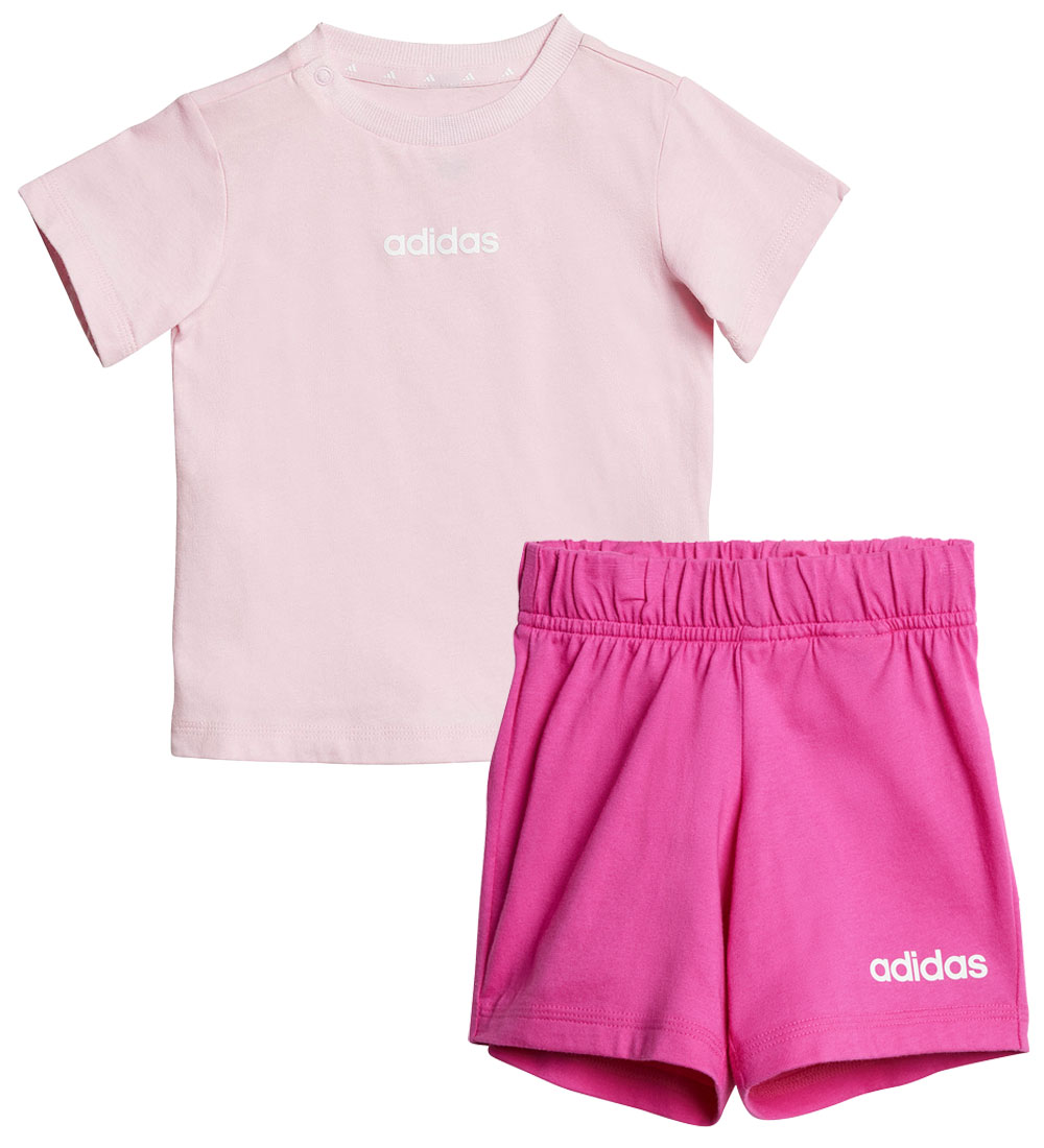 adidas Performance T-Shirt/Shorts - 160 - Pink/Weiß