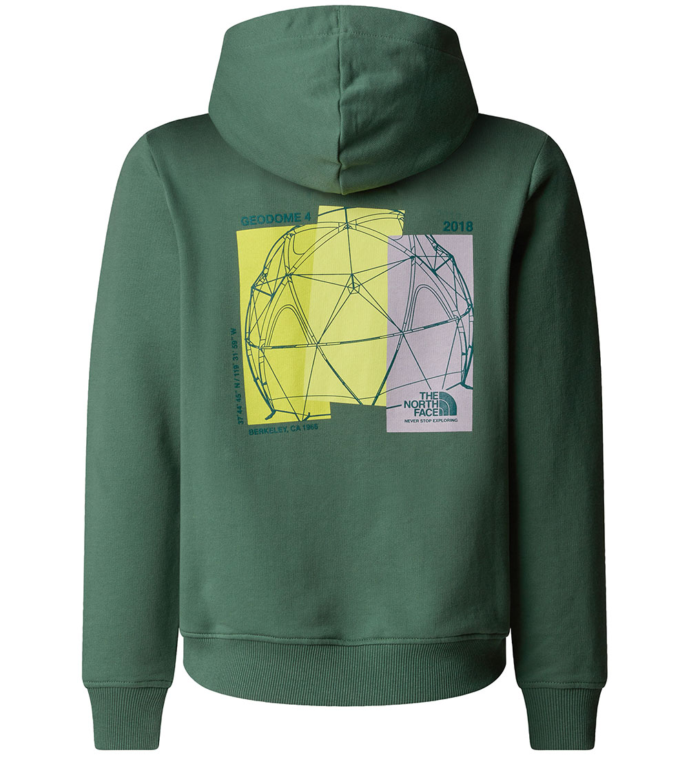 The North Face Hoodie - Graphic Relaxed - Duck Green w. Neon