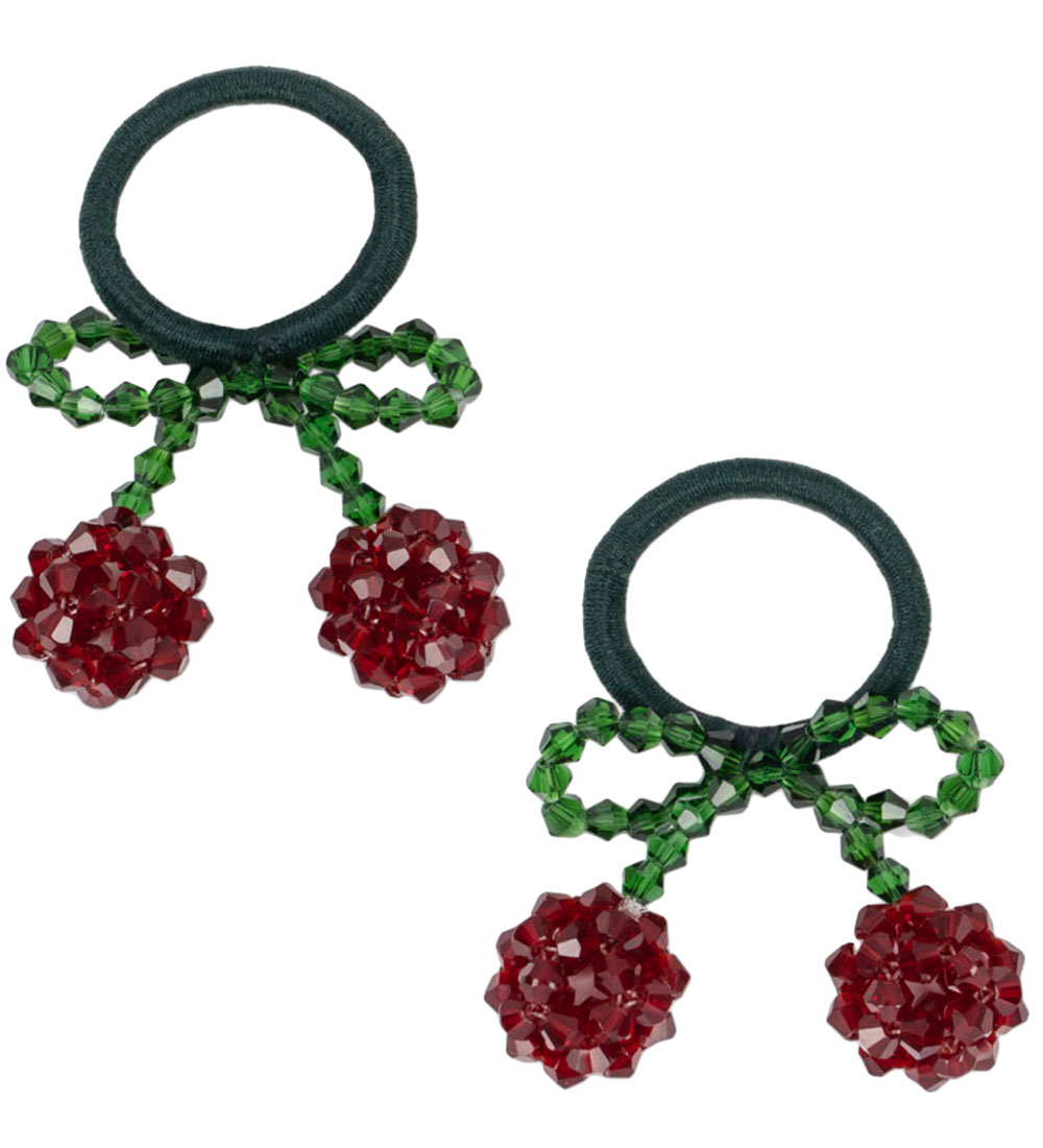 Konges Sløjd Elastic Hair Bands - 2-Pack - Cherry - Red/Glitter