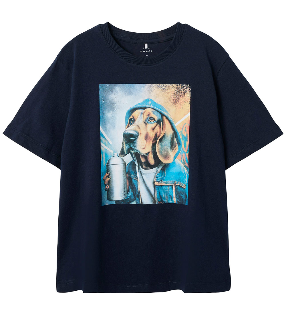 Name It T-shirt - NkmVoto - Dark Sapphire/Graffiti Dog