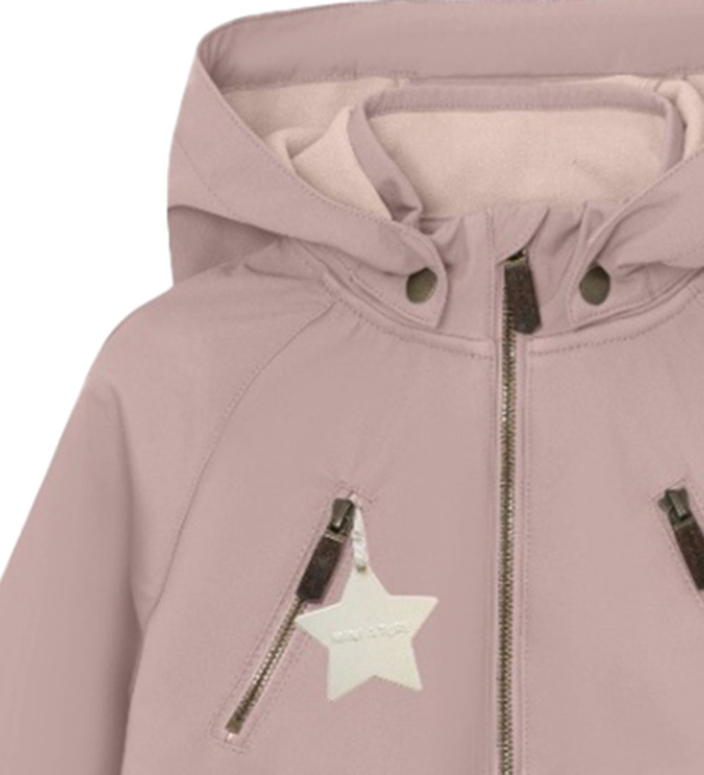 Mini A Ture Softshell Jacket w. Fleece - MatAlgea - Cloudy Rose
