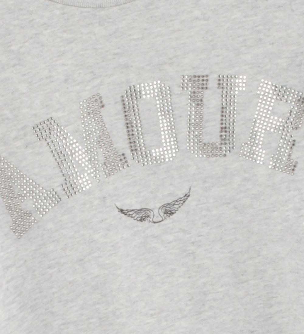 Zadig & Voltaire T-shirt - Light Grey Melange w. Sequins
