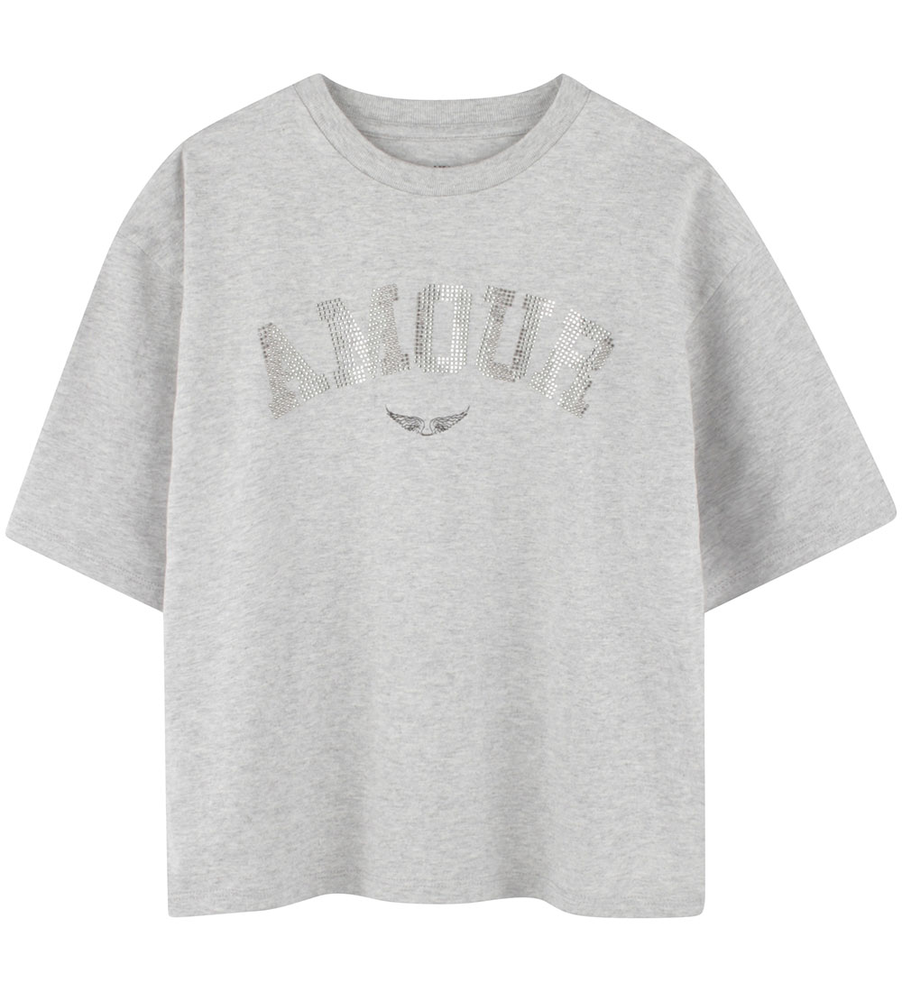 Zadig & Voltaire T-shirt - Light Grey Melange w. Sequins