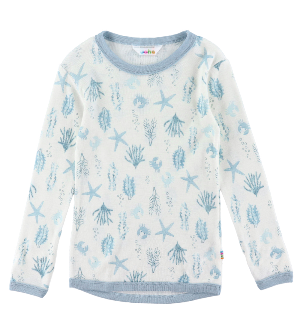 Joha Blouse - Wool - Light blue w. Print