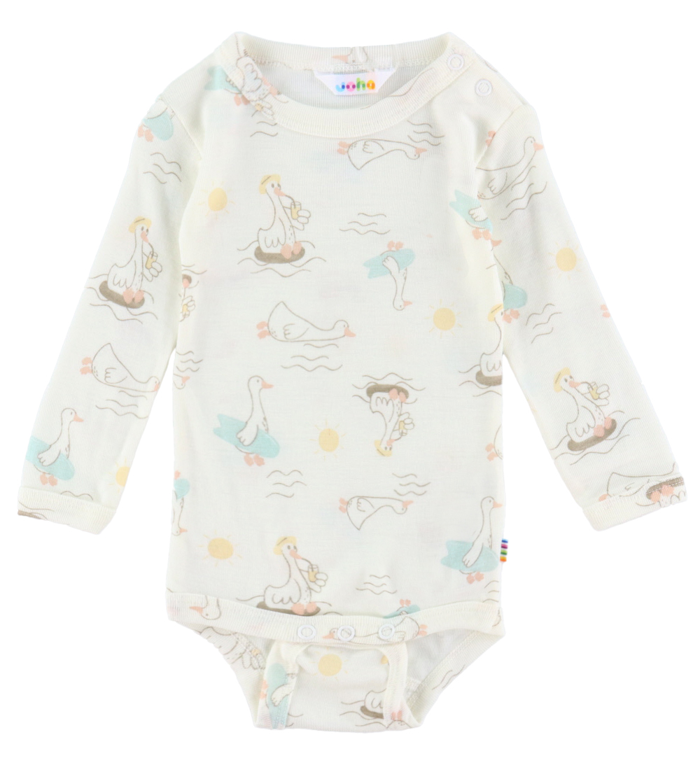 Joha Bodysuit L/æ - Wool/Silk - Offwhite w. Print