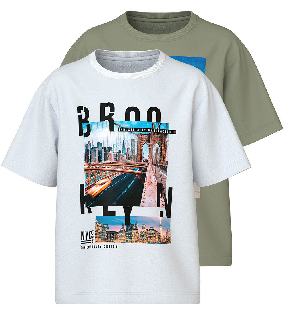 Name It T-shirt - NkmVoto - 2-Pack - Tea/Bright White