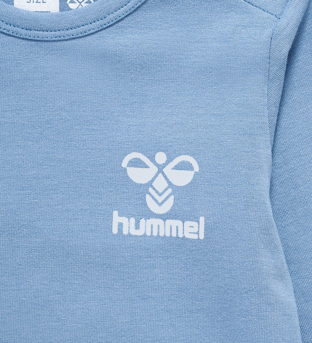 Hummel Romper L/æ - hmlMino - Vervaagd Denim/Marshmallow m. Logo