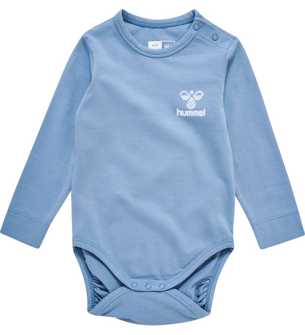 Hummel Romper L/æ - hmlMino - Vervaagd Denim/Marshmallow m. Logo