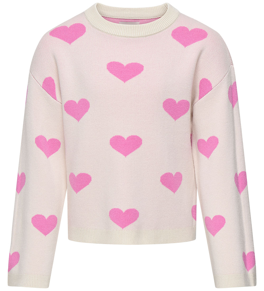Kids Only Blouse - Knitted - KogMontana - Birch/Heart Fuchsia Pi
