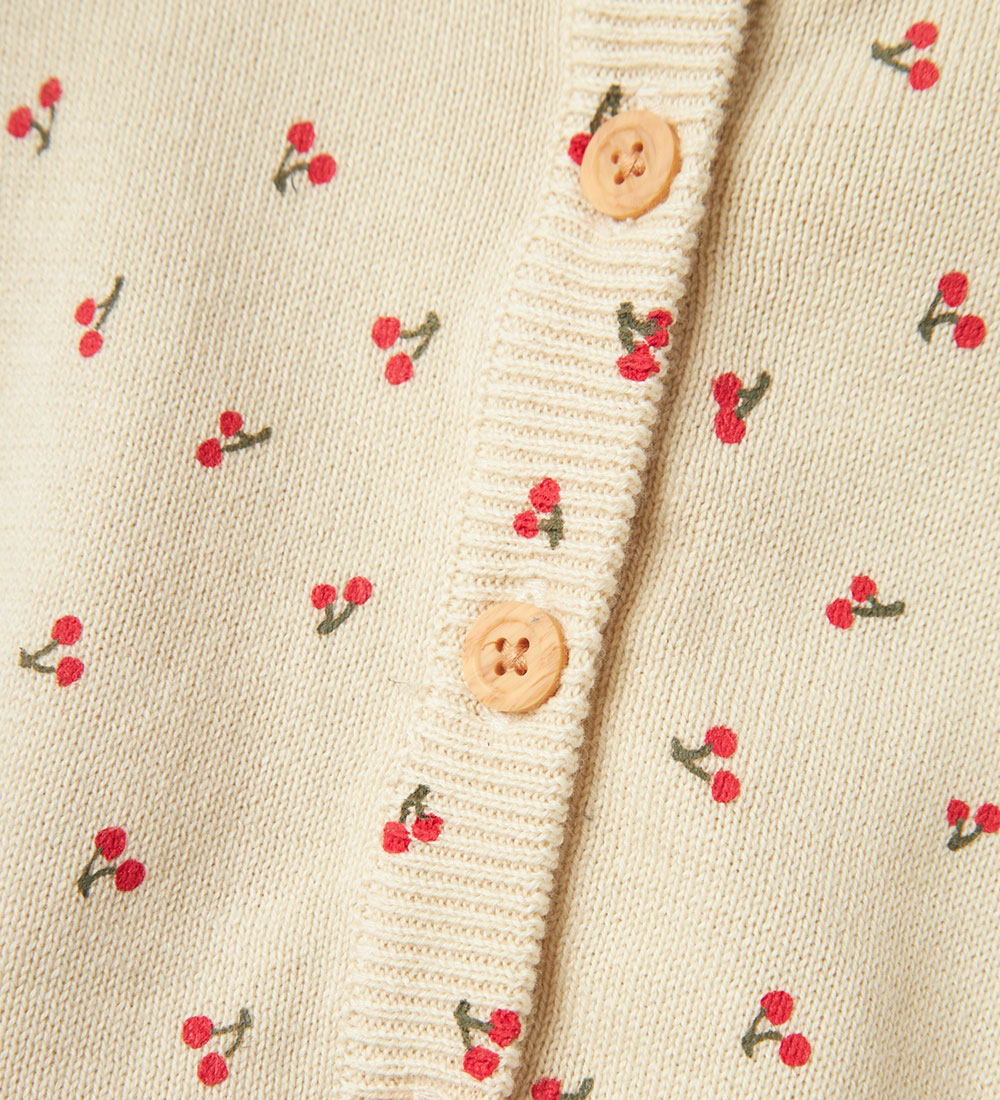 Name It Cardigan - Knitted - NbfBicher - Summer Sand w. Cherries
