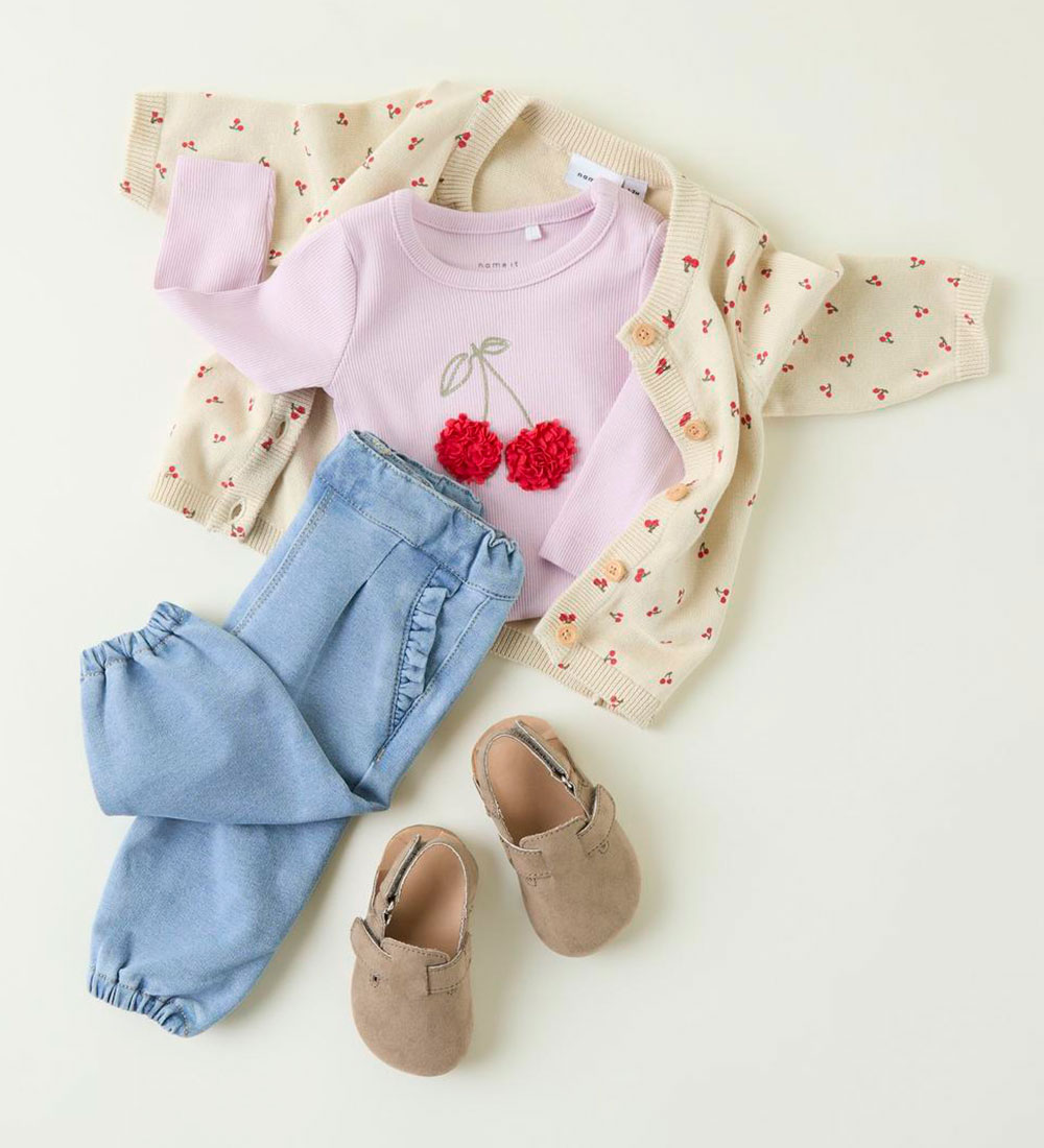 Name It Cardigan - Knitted - NbfBicher - Summer Sand w. Cherries