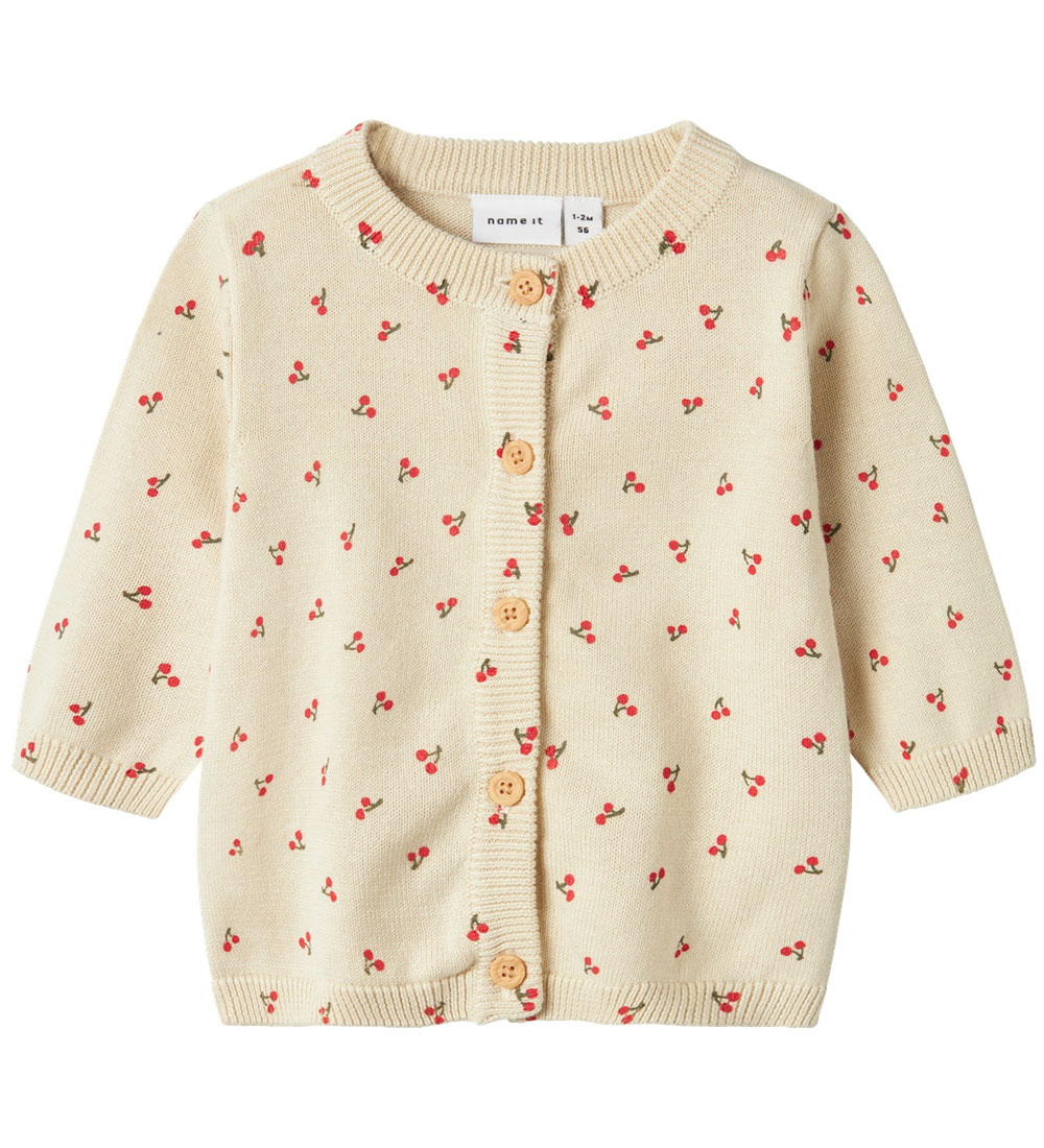 Name It Cardigan - Knitted - NbfBicher - Summer Sand w. Cherries