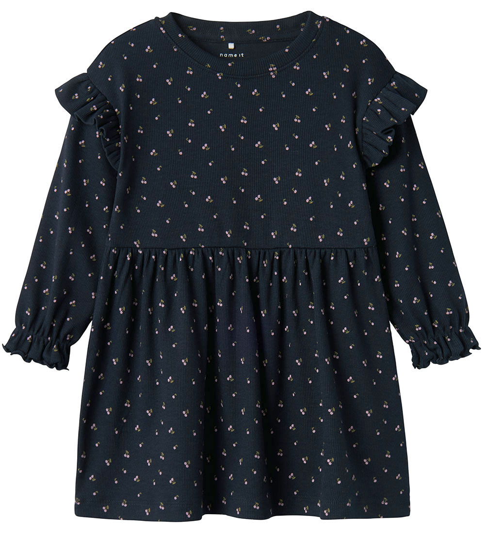 Name It Kleid - Rib - NmfBebeth - Navy Blazer m. Kirsche