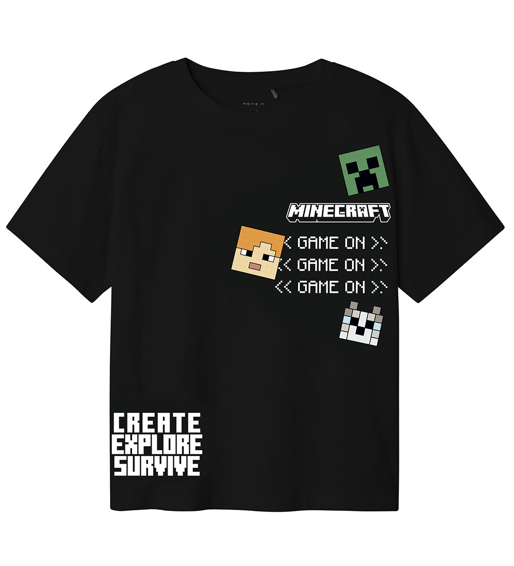 Name It T-shirt - NkmJafar Minecraft - Black w. Print