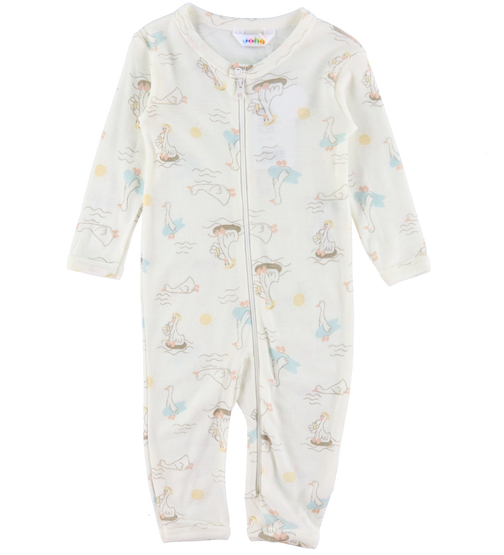 Joha Jumpsuit - Wool/Silk - Off White w. Print