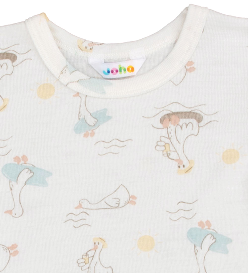 Joha T-shirt - Wool/Silk - Off White w. Print