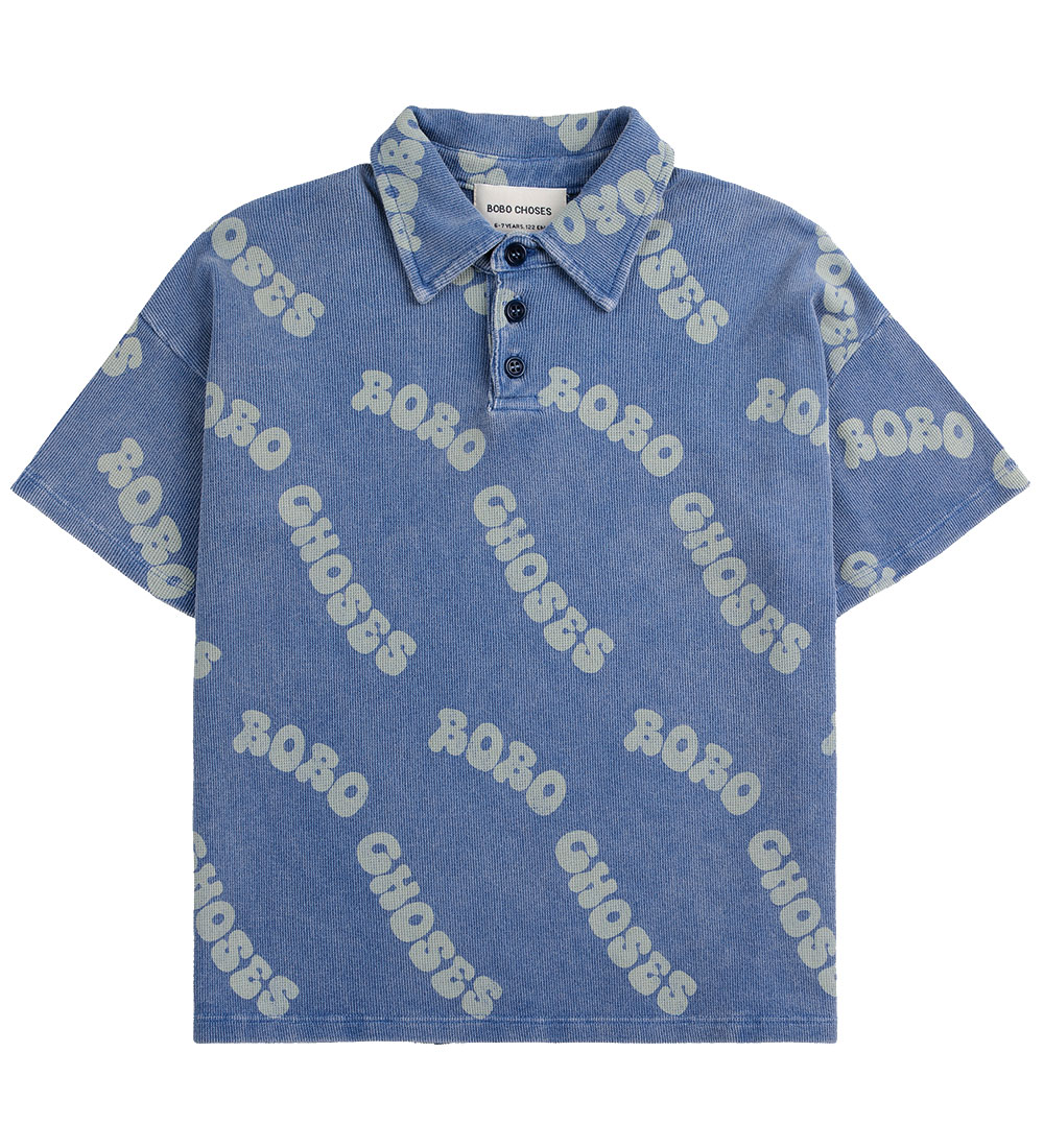 Bobo Choses T-shirt - Polo - Wavy Waffle - Blå