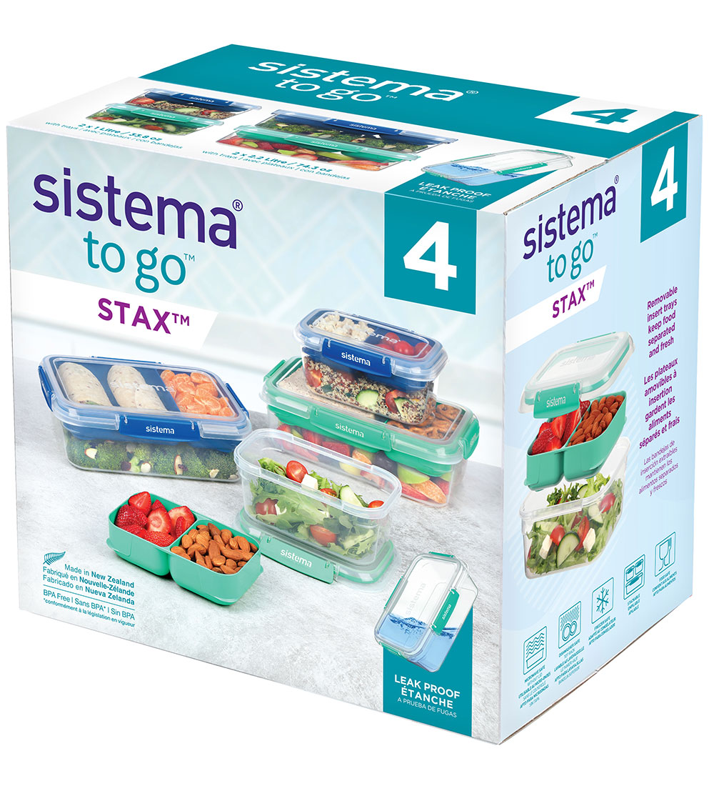 Sistema Eväslaatikot - 4 kpl - Stax To Go - Sininen/Turkoosi