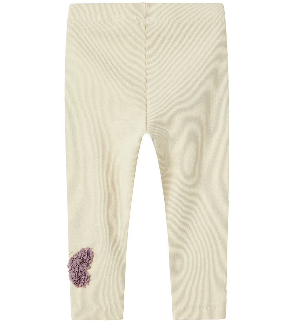 Name It Leggings - Rib - NbfBolia - Summer Sand w. Butterfly