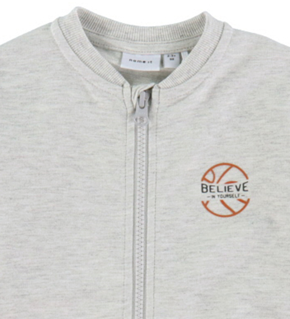 Name It Cardigan - NmmBertillo - Light Grey Melange w. Print