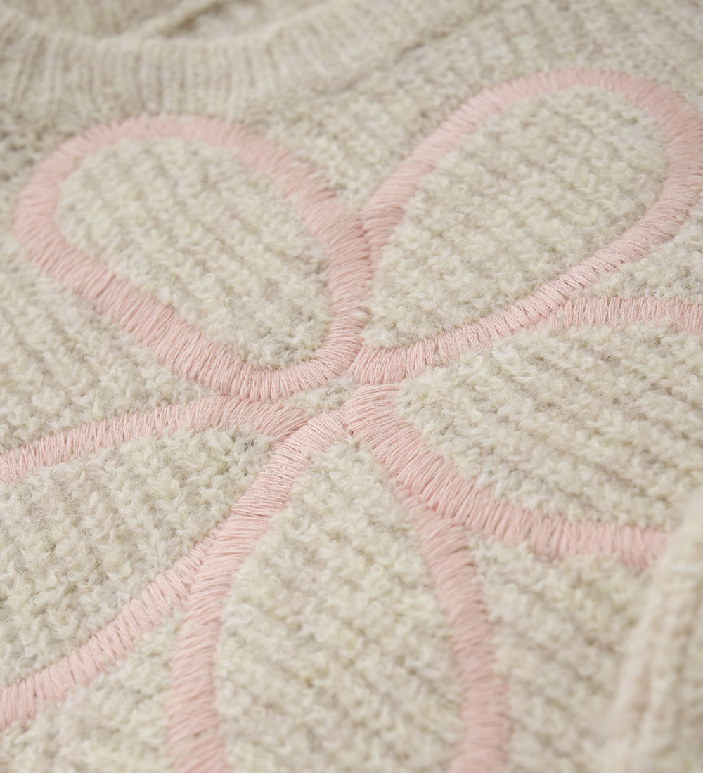 Minymo Blouse - Knitted - Marshmallow White w. Flowers