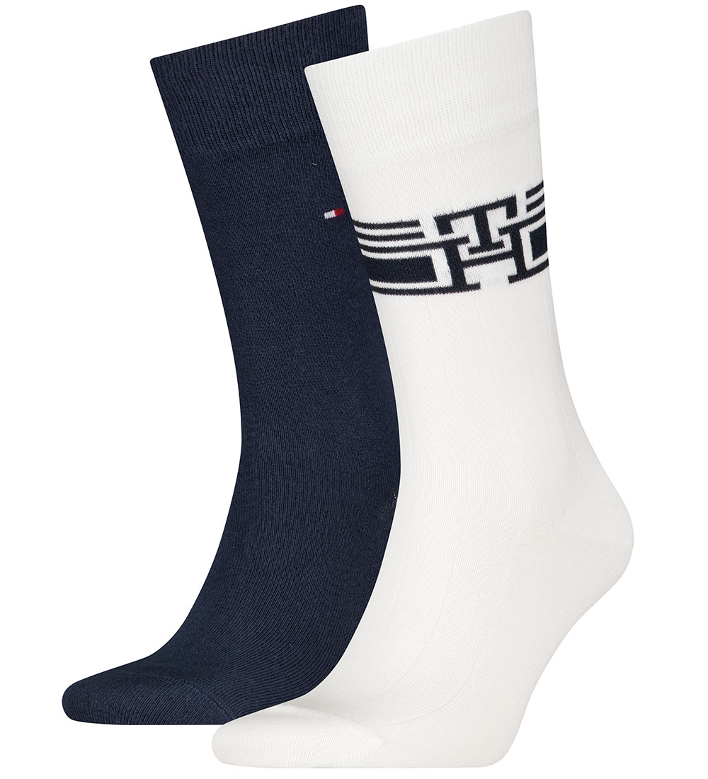 Tommy Hilfiger Sokkar - 2 Pakki - Hvítt/blátt