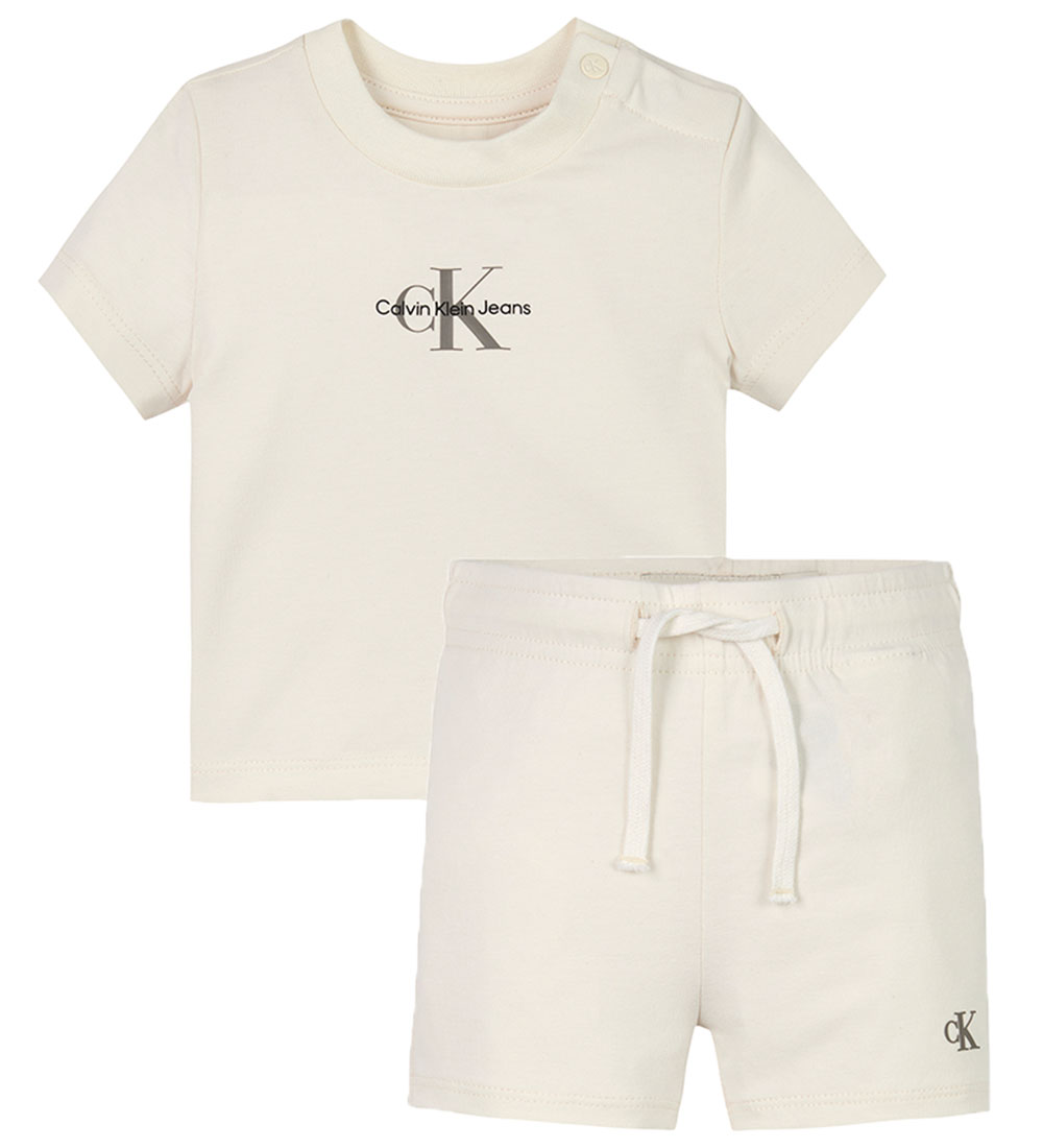 Calvin Klein Shorts/T-Shirt - Monogramm-Logo - Tofu White