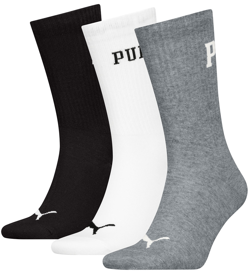 Puma Sokkar - 3 Pakki - Regular Crew - Grátt/Hvítt/Svart