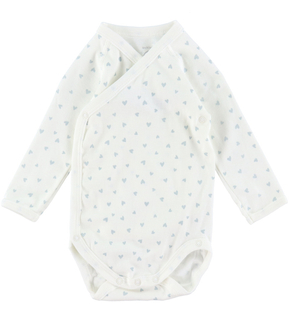 Petit Bateau Wrap Samfellur l/e - 3 Pakki - Hvítt/Blátt