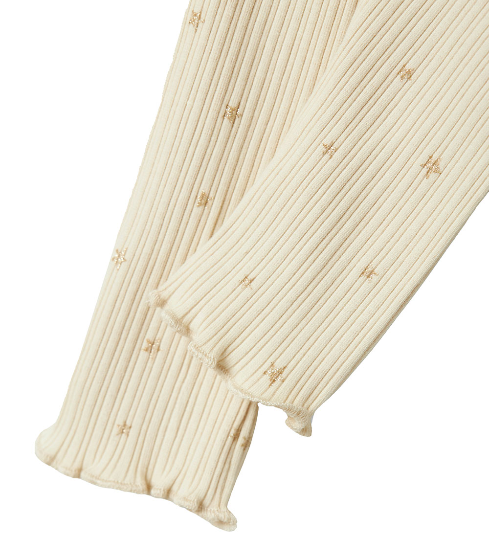 Name It Leggings - Rib - NbfRoyanna - Summer Sand w. Stars