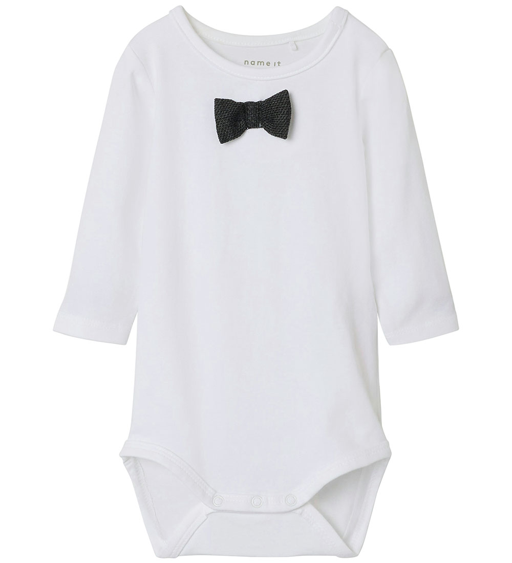 Name It Romper L/æ - NbmRoxo - Bright White/Vlinderdas Visgraat