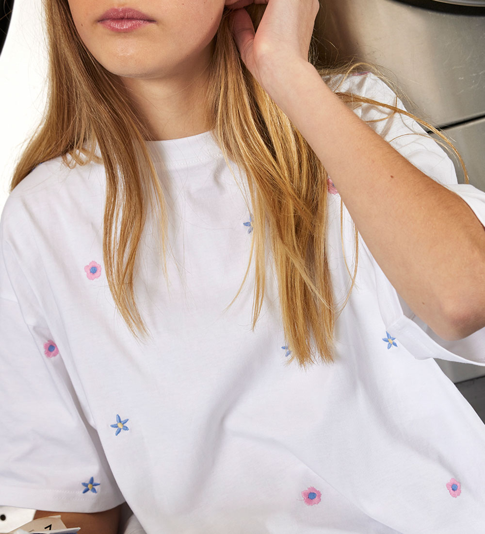 Hound T-Shirt - Oversized - Weiß m. Blumen