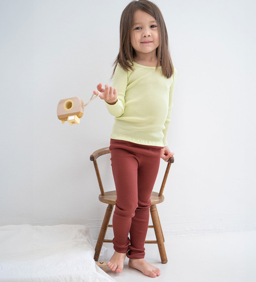 Minimalisma Blouse - Rib - Silk/Cotton - Bergen - Lime