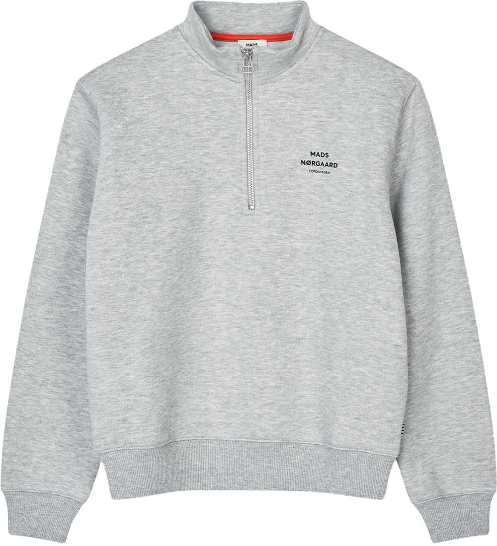 Mads Nørgaard Sweatshirt - Crewie Half Zip - Grey Melange