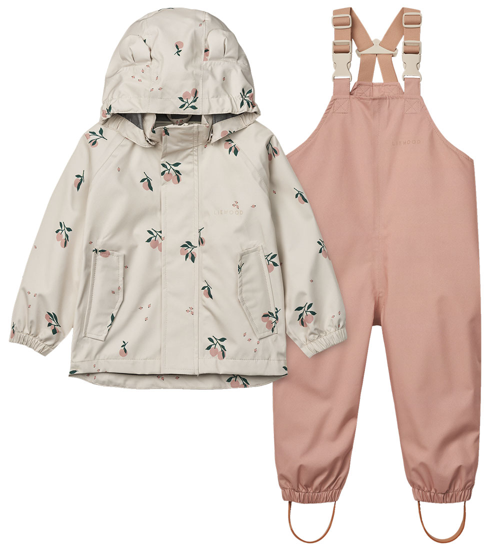 Liewood Rainwear w. Suspenders - Manu - Peach/Sea Shell