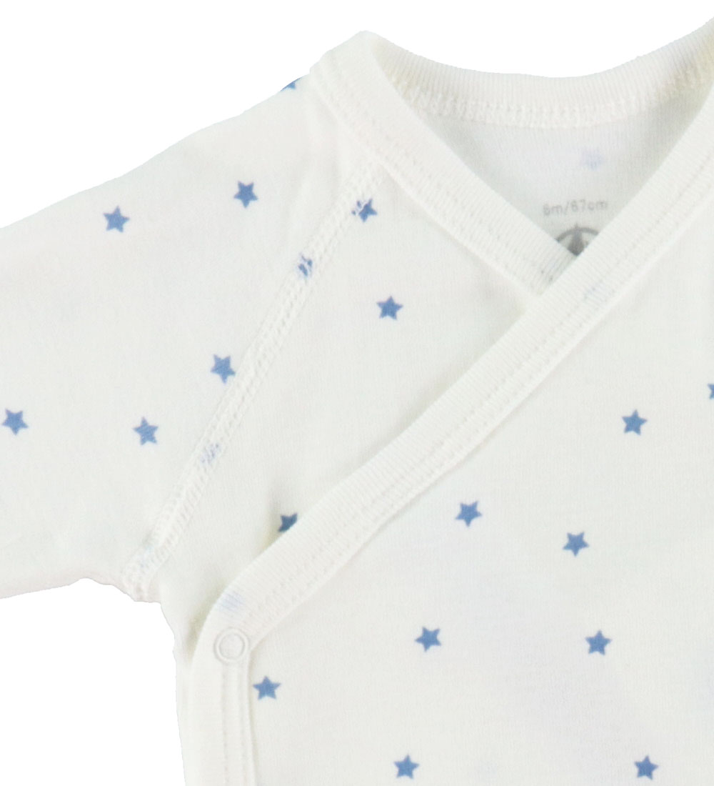 Petit Bateao Bodysuit l/s - Marshmallow/Alaska w. Stars
