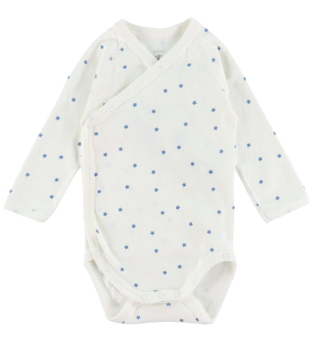 Petit Bateao Bodysuit l/s - Marshmallow/Alaska w. Stars
