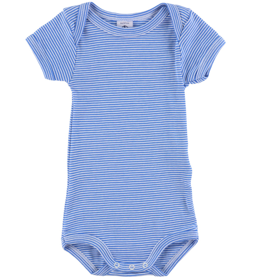 Petit Bateau Romper k/æ - 3-pack - Wit/Blauw Gestreept